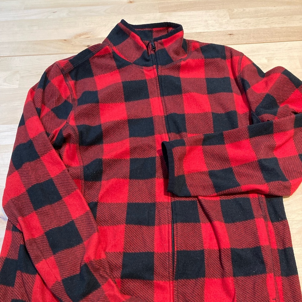 Joe Fresh red check fleece zip  shirt